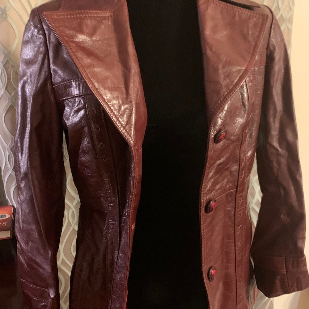 Etienne Aigner Vintage 1970s Oxblood Leather Jacket